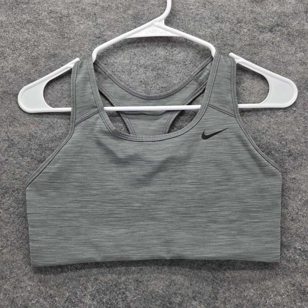 Nike Sports Bra Womens Medium Gray Dri-FIT Racerback Athletic Running Gym Yoga